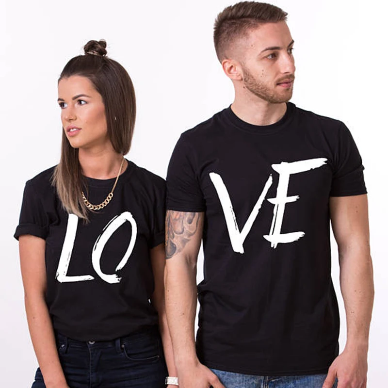 

Funny Tshirt Good Quality Love Matching Couple Tshirts for Lover Valentines Boyfriend Clothing Soft Cotton
