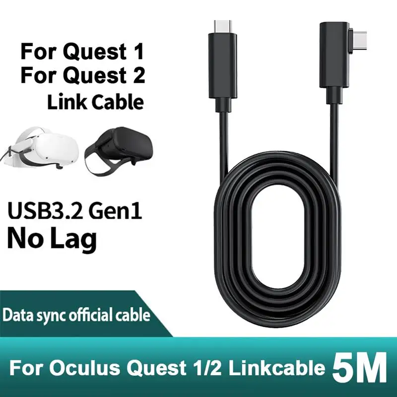 

16ft USB C Cable for Oculus Quest 2 Link Headset USB3.2 Fast Charge Line 5Gbps Transfer Type C Right Angle Cord VR Accessories