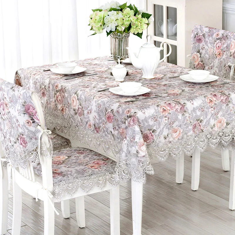 

European Lace Table Cloth Pastoral Style Jacquard Tablecloths Rectangle Tablecloths For Events Chair Covers Table Mat dust cove