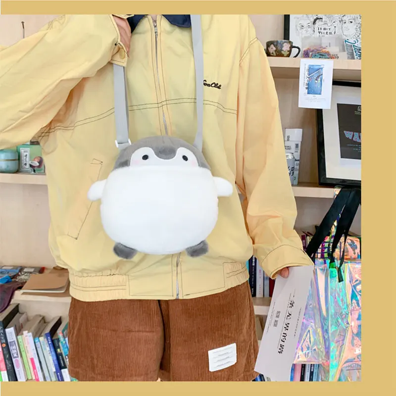 penguin messenger bag women cute Crossbody shoulder bag cartoon ins doll toy plush bag Soft Coin Purse Gift For Little Girl