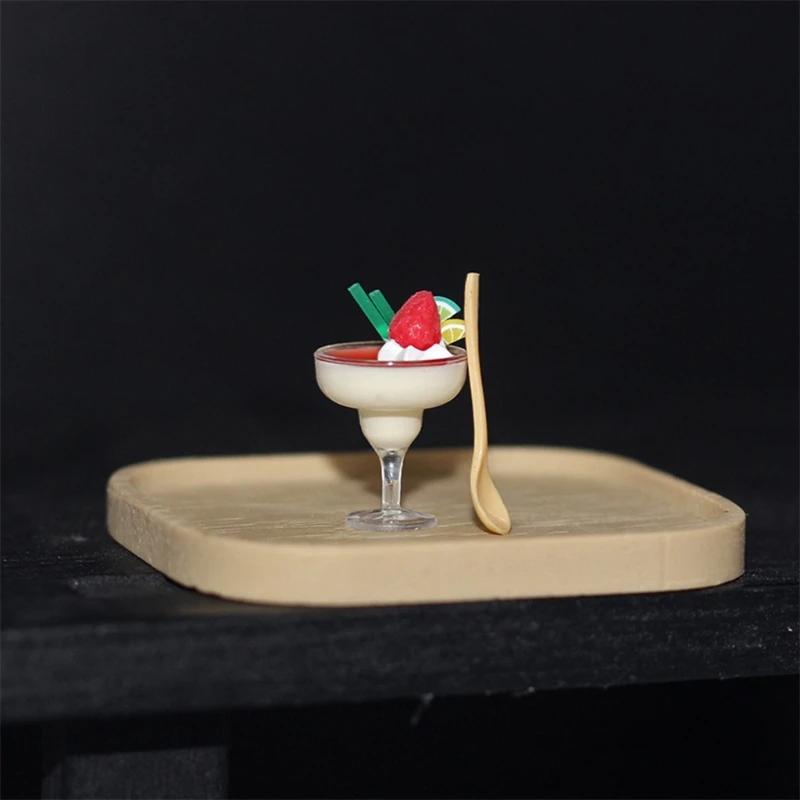 

Dollhouse Accessories Miniature Cocktail Cup Realistic Resin Dessert Cups Interactive Kit Pretend Playset Cake Top Decor