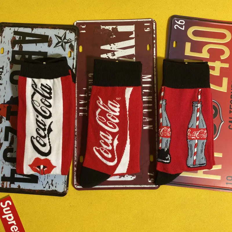 Европейские американские роскошные мужские и женские парные носки кока-кола