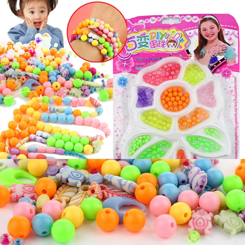 

Children Beads Plum Blossom Box Set DIY Handmade Bead Toy Necklace Building Kit Girl Weaving Bracelet Jewelry Making Toy Gift
