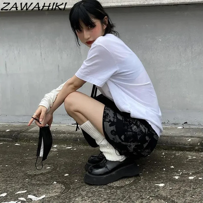 Юбка-мини в готическом стиле с завышенной талией Y2K |