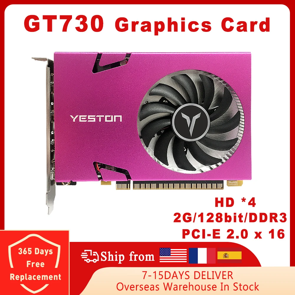 

Игровая видеокарта Yeston GT730, 2 Гб, 730 бит, GDDR3, VGA, DVI, игровая видеокарта для NVIDIA GeForce GT 128, бит, графический процессор для ПК