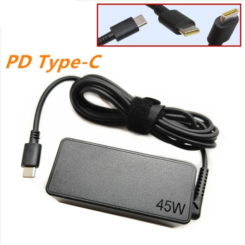 

45W TypeC Charger for Notebook Laptop Tablets Pad Power AC Adapter UsbC Computer Charger PD45W Universal F19E