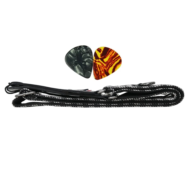 

Гитарный ремешок, хлопковые гитарные ремни с карманом для подбора и кожаными концами для басов, электрической и акустической гитары, с 2 гитарными ремнями