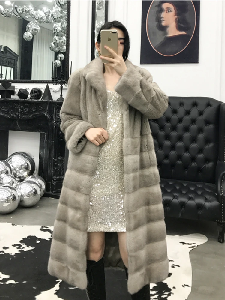

FURSARCAR Imported Mink Whole Leather Suit Collar Outertwear Female Winter Real Mink Fur Coat Women Luxury Temperament Jacket