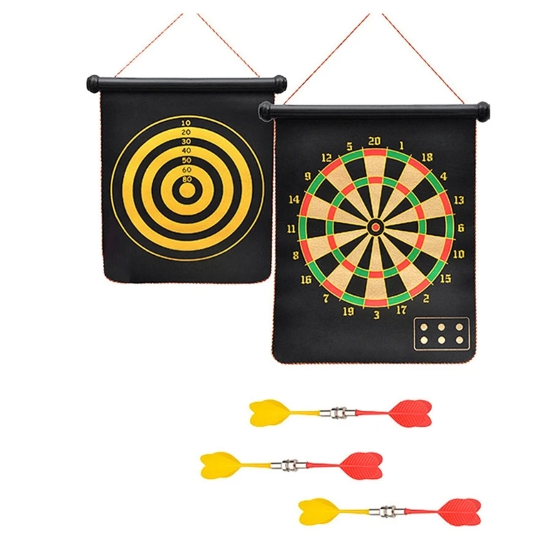 

Double-Sided Magnetic Dart Board Set, Magnetic Dartboards, Easy-to Roll-Up & Store, Safe to Kids Roll-up Dart Board Set