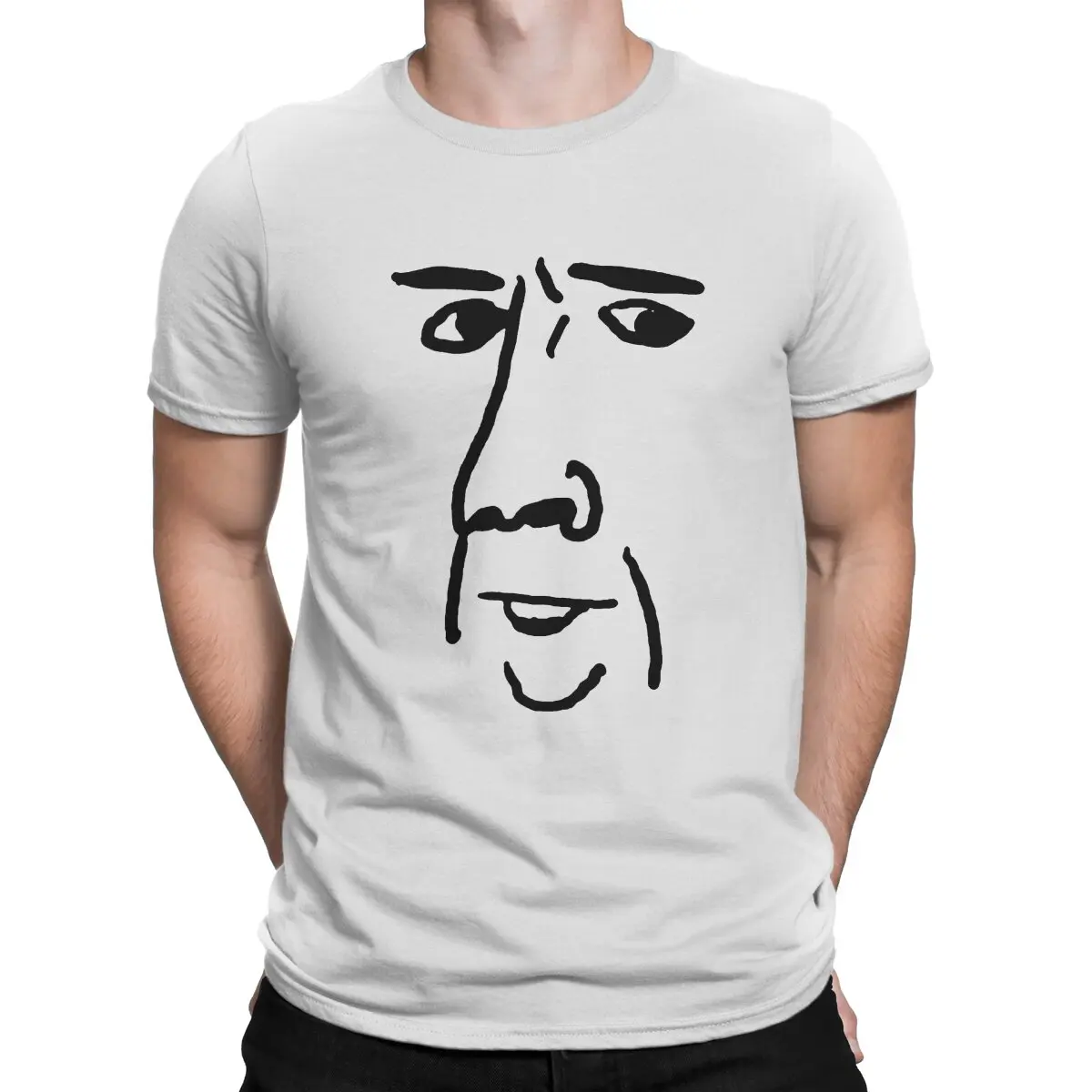 

Face Men's T Shirt The Unbearable Weight of Massive Talent Movie Funny Tee Shirt Short Sleeve Crewneck T-Shirts Cotton Gift Idea