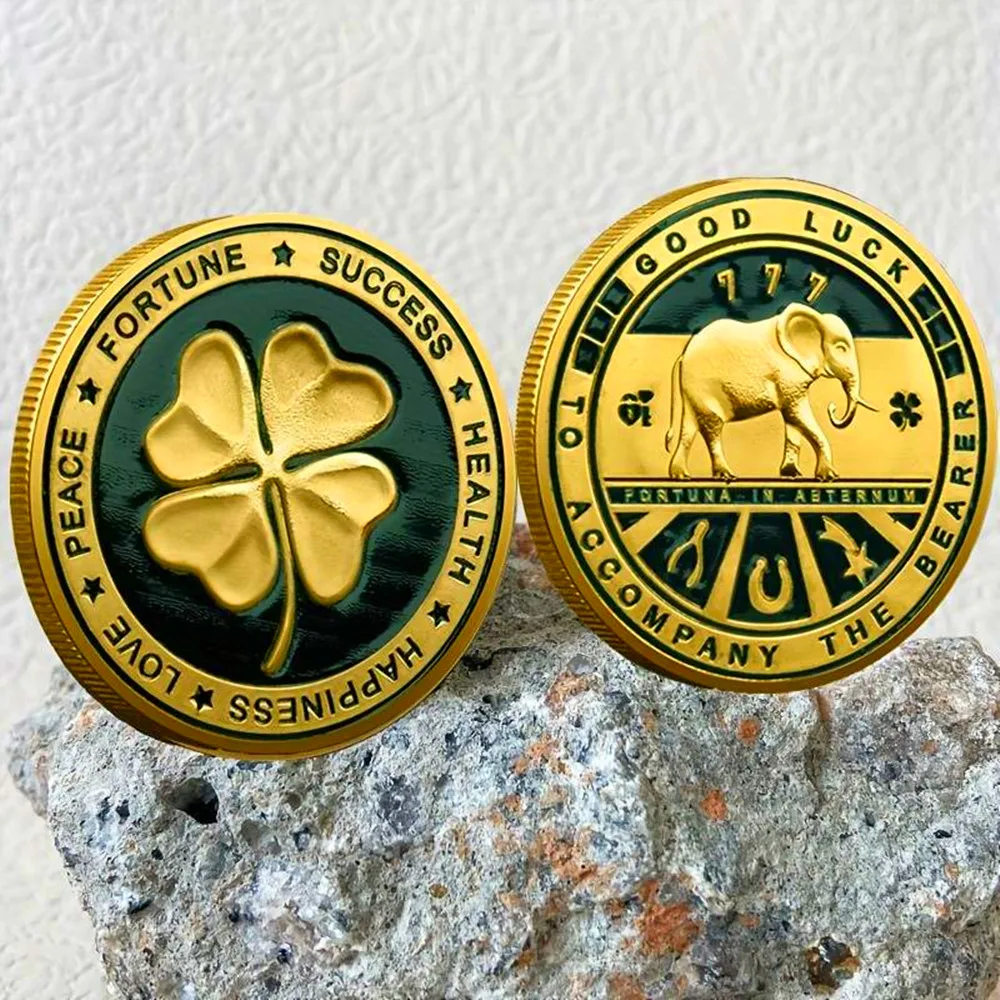 

Коллекция монет Good Lucky Four Leaf Clover, памятная медаль со слоном, металлические поделки, золотые монеты, серебряная монета, праздничные подарки