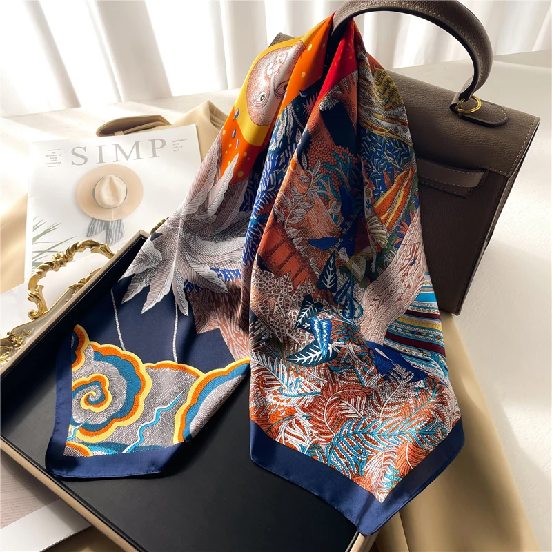 

Casual 70cm Silk Satin Shawl Scarf for Women Fashion Spring Neck Tie Elegant Paisley Hand Wrsit Foulard Hijab Bandana Echarpe