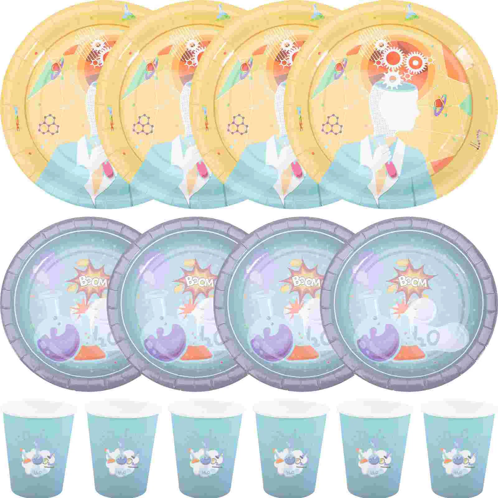 

Science Experiment Tableware Birthday Paper Plates Themed Party Supplies Cup Decor Cups