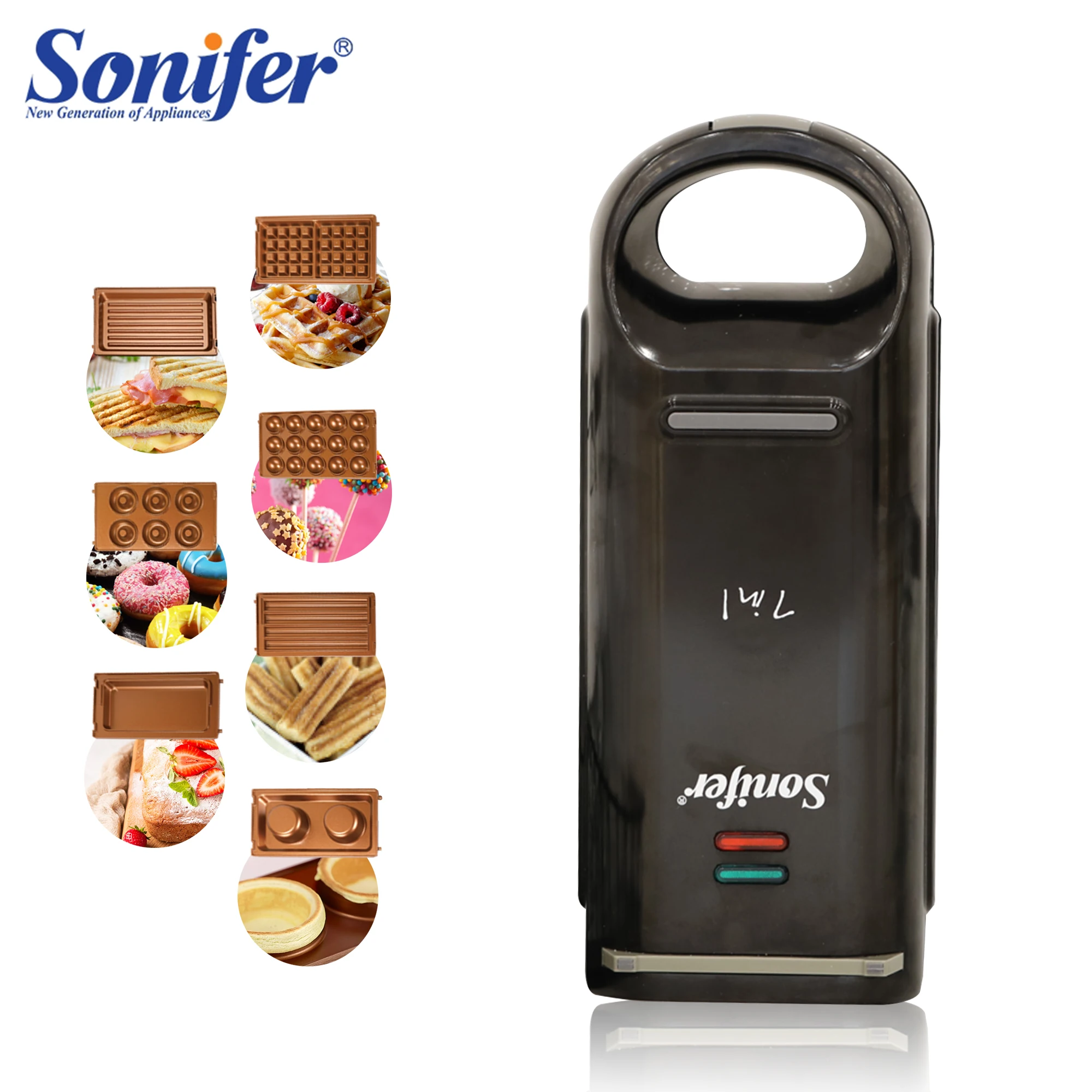 

Electric Waffle Maker 7 in 1&5 in 1 Kitchen Cooking Appliances for Cake,Donuts,Panini,Churros,Takoyaki,Barbecue Machine Sonifer