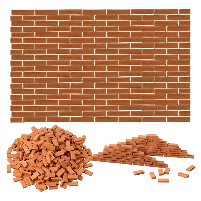 

350 Pieces Mini Bricks for Landscaping Miniature Bricks Brick Wall Small Bricks for Dollhouse Garden Parts,1/35 Scale