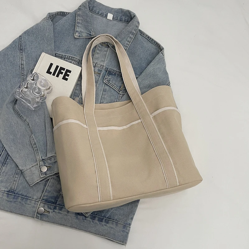 MUDUO 2024 студенческая холщовая сумка женская через плечо с несколькими карманами