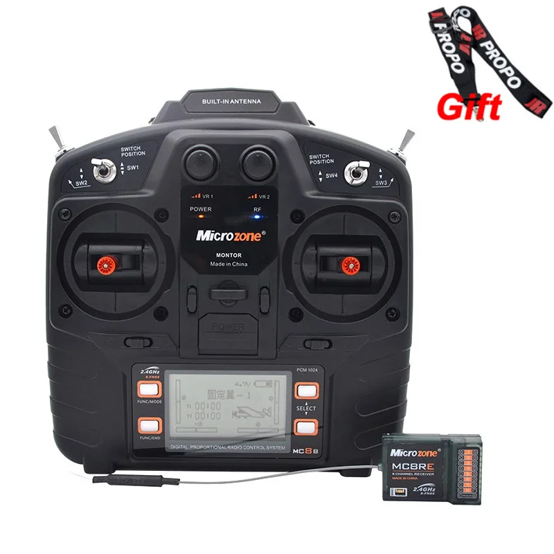 Microzone MC8B 2,4G 8CH пульт дистанционного управления Передатчик и MC8RE 8CH приемник радиосистема для радиоуправляемых летательных аппаратов с неподвижным крылом вертолета дрона