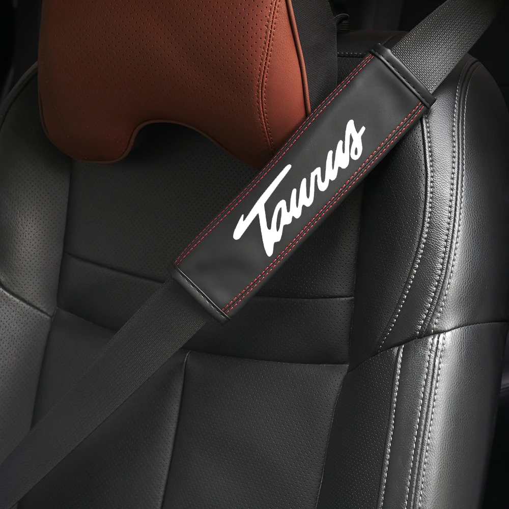 

1 pcs Leather Car Seat Belt Cover Protect the shoulders Car decoration Strap Pad for Ford Taurus Car Interior accessories