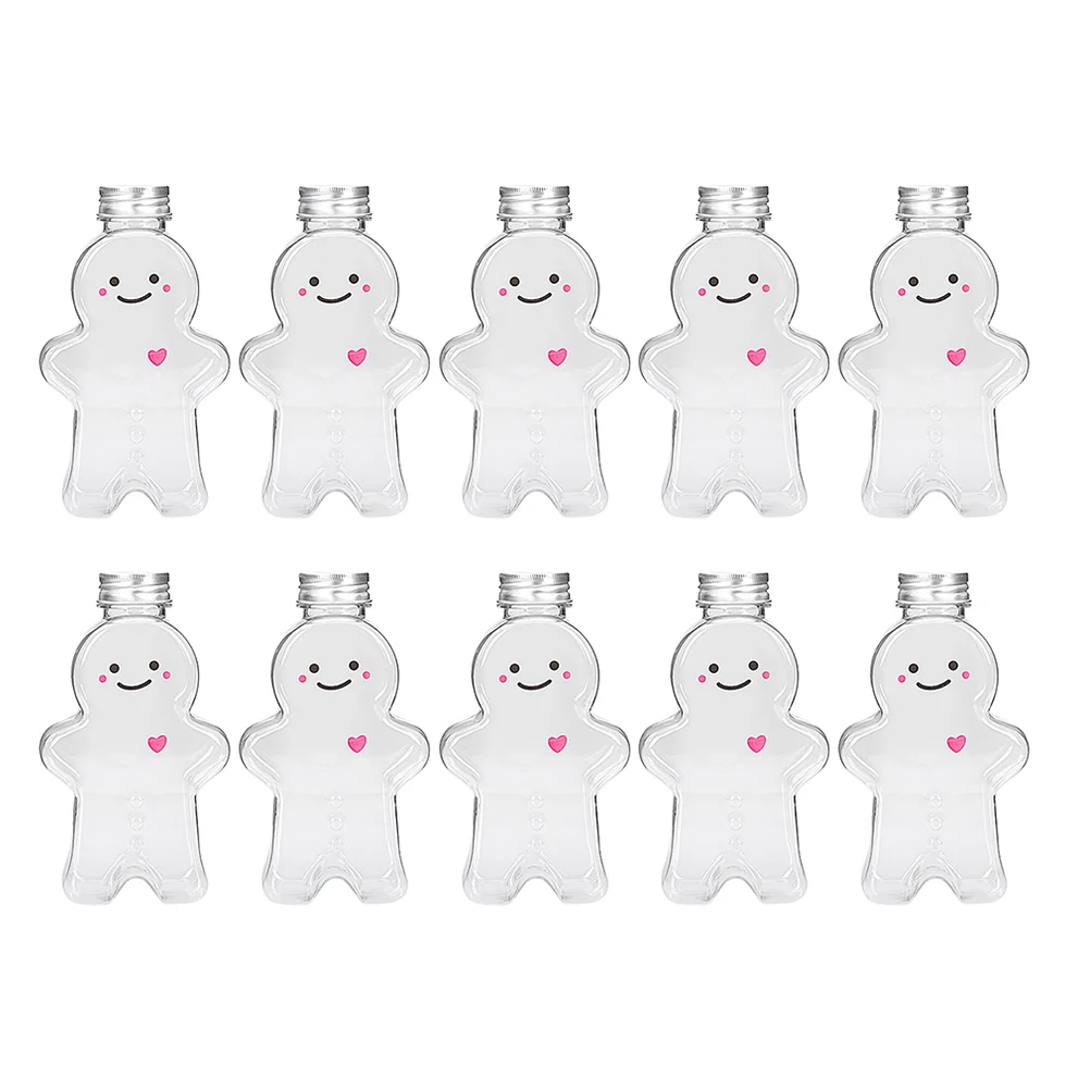 

Bottles Christmas Bottle Water Candy Gingerbreadplastic Jarsslim Beverage Man Jar Caps Empty Reusable Cookie Juicing