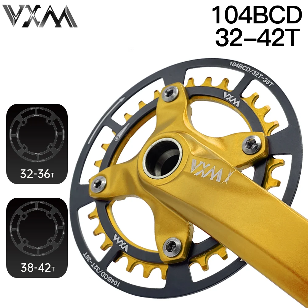 VXM MTB Bike Bicycle 104BCD 32T 34T 36T 38T 40T42T Aluminum Crankset Protector Plate Single Disc Chainwheel Gear Protector Cover