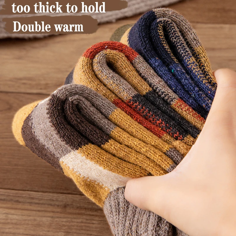 5Pairs/Lot Thicken Wool Socks Men High Quality Towel Keep Warm Winter Socks Cotton Christmas Gift Socks For Man Thermal 2022 NEW
