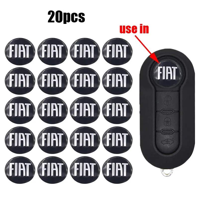 

2 шт. 20 шт. Лидер продаж 14 мм черный 3D алюминиевый автомобильный логотип брелок для ключей украшение эмблема авто ключ значок наклейка аксессуары для FIAT