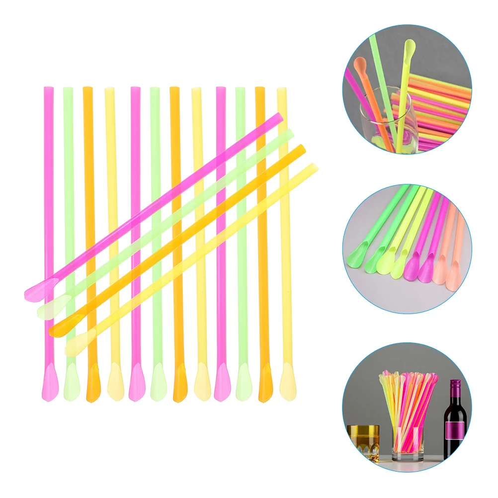 

400pcs Drinking Straws Spoon Straws Scoop Straws Cocktail Spoons Straws