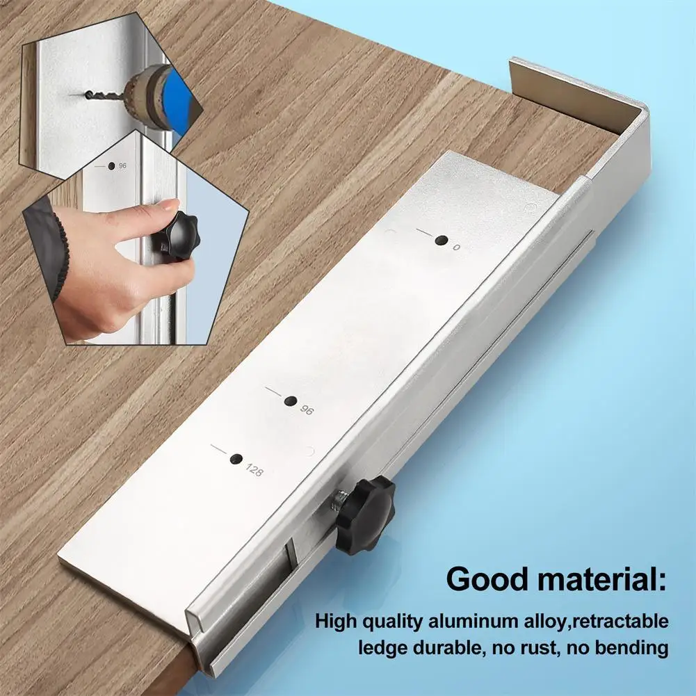 

2 Holes Cabinet Handle Drilling Positioner Adjustable 96 128mm Aluminum Alloy Cabinet Closet Knobs Punch Hole Positioning Tools
