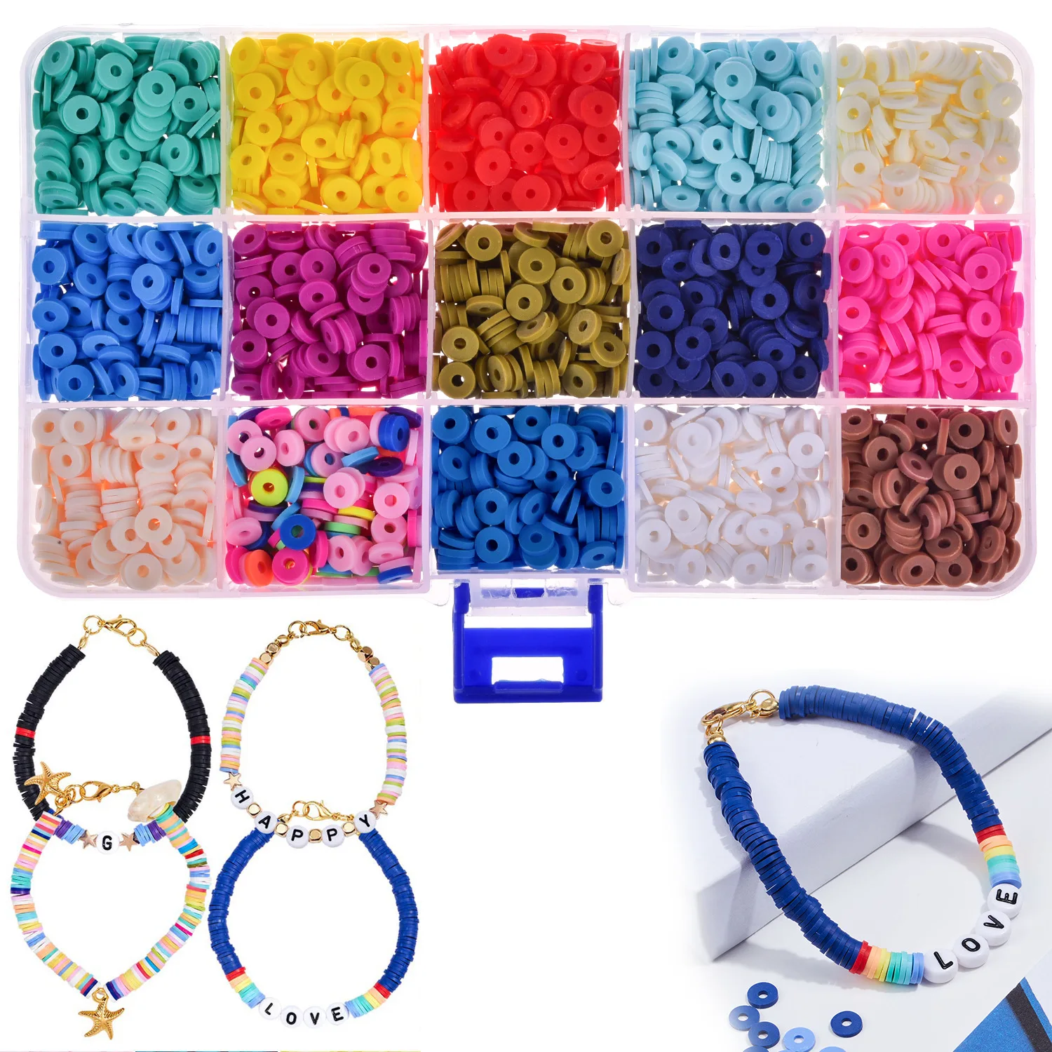 

15 Grid 6mm Polymer Clay Sequin Boxed Color Wafer Bohemian Ornament Accessories Set Box resin molds charms for jewelry making