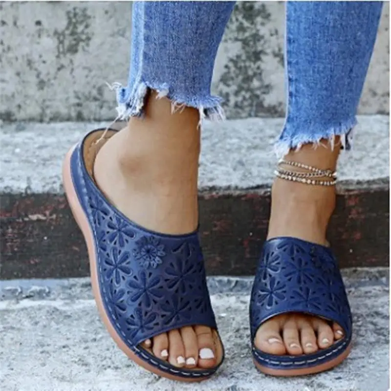 

Босоножки женские ортопедические на платформе, винтажные сандалии с открытым носком, нескользящая кожа, повседневная обувь в ретро стиле, лето 2023