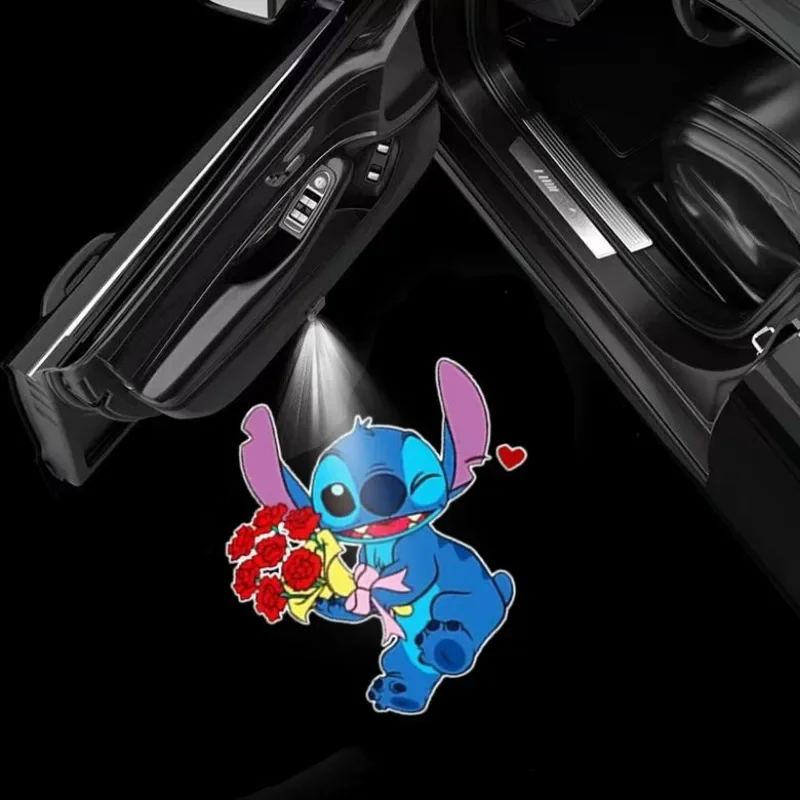 

Disney Stitch дверь автомобиля лазерный проектор свет мультфильм милые девушки автомобиль приветственные огни беспроводной лазерный проектор автомобильные аксессуары