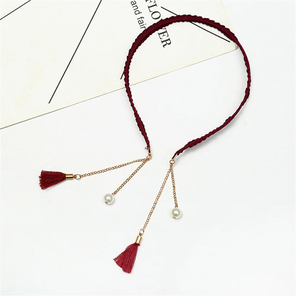 

Женская жемчужная ткань, однотонная повязка для волос, принцесса, розовый цветок, аксессуары для волос, милый головной убор для девочек и де...