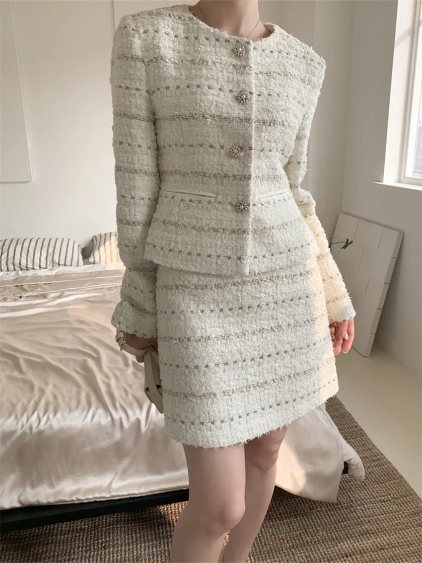 Женские Твидовые костюмы Alien Kitty в стиле ретро элегантные облегающие офисные