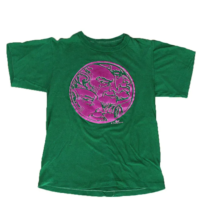 Ретро Роки Эриксон и зеленая задняя часть унисекс размер рубашка с