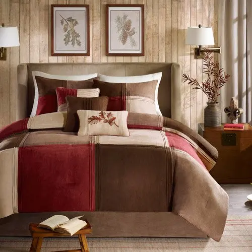 

Warren Polyester Brick Red Microsuede 7 Pieces Comforter Set, Queen