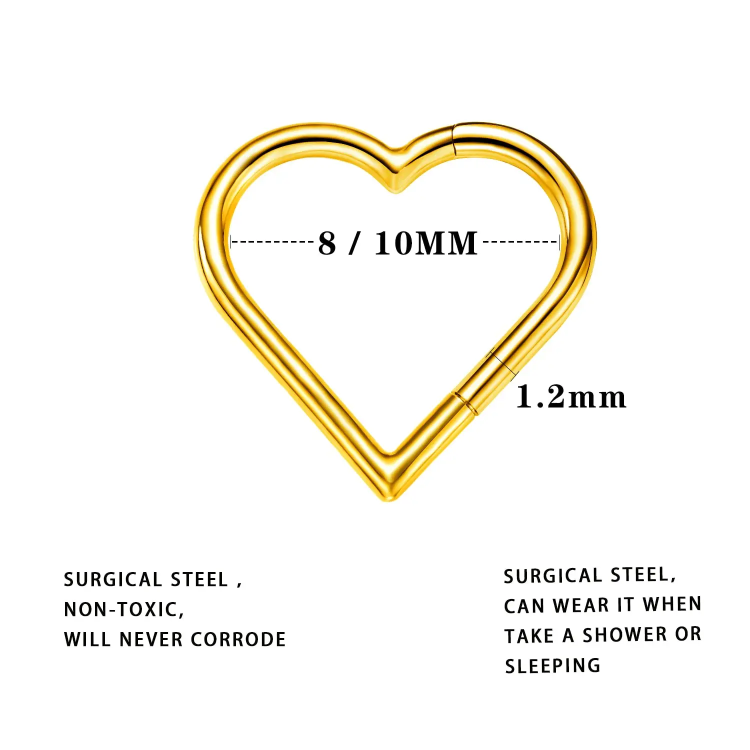 G23 Titanium Nose Ring  for Women Girls Piercing Earrings Hoop Heart Shape Clicker Helix Cartilage Tragus Body Jewelry