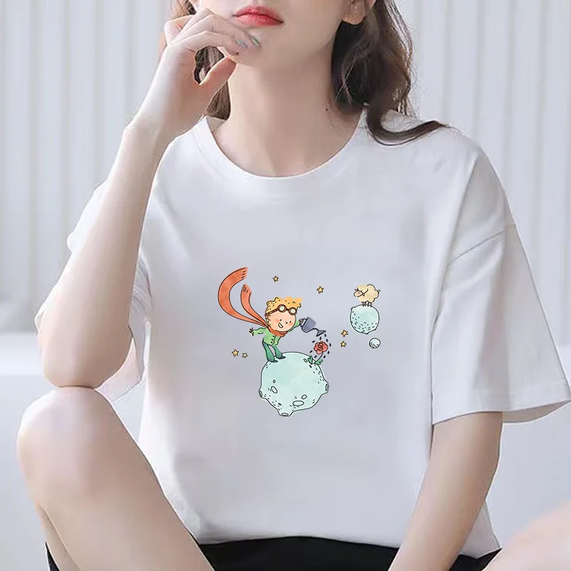 

Summer Little Prince T Shirt Harajuku Women Fashion Printed Short Sleeve T-shirt White Suitable All Seasons Tshirts