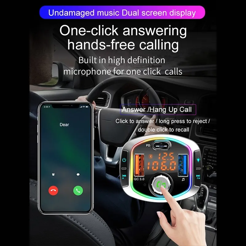 Автомобильный FM-передатчик с Bluetooth 5 0 MP3 TF/U дисковый плеер автомобильный комплект