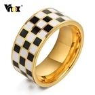 Женское Шахматное кольцо Vnox, стильное крутое золотистое однотонное кольцо на палец из нержавеющей стали, Винтажные Украшения для девушек