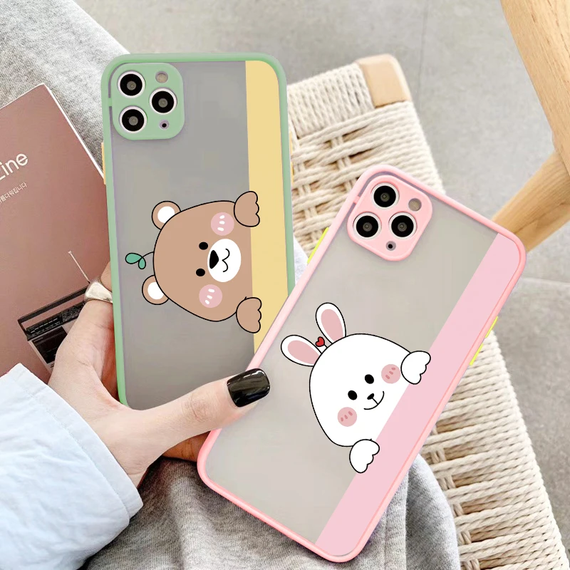 

Funny Cute Cartoon Bear Phone Case For iPhone 14 11 Pro Max 13 12 Mini X XS XR 7 8 Plus SE 2020 Animal Couple Back Cover Fundas