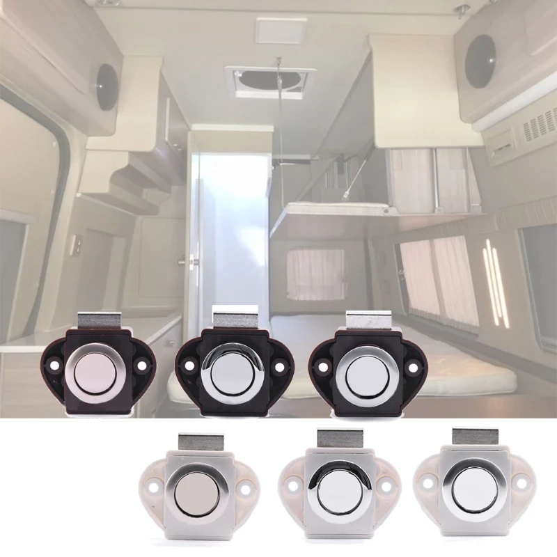 

Metal Push Button Latches Keyless Catches Locks RV Home Cabinet Drawer Latch Button Locks Wearproof Furniture Door Lock D7YA