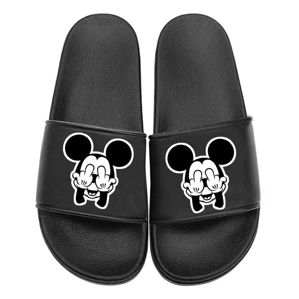 funny Minnie Mickey Slippers Printing Cartoon Home Slippers Thick Sole Sandals Women men Shoes Ladies Flip Flops Indoor Flat