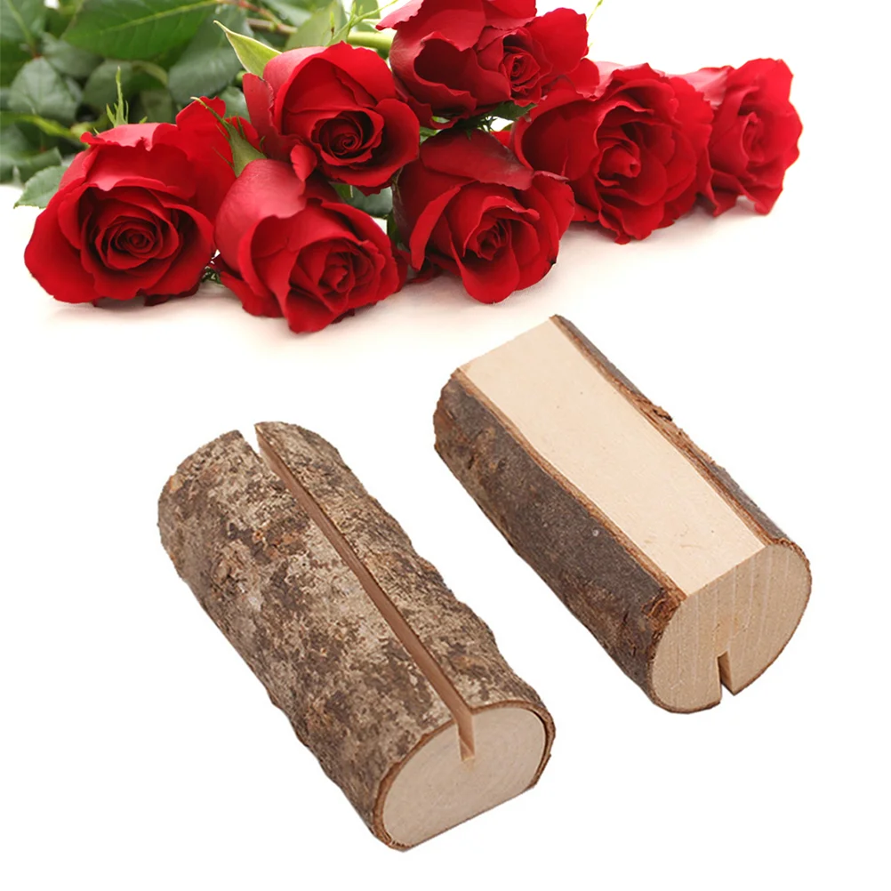 

10pcs Rustic Wood Stump Place Holders Wedding Table Name Number Holder Party Decoration Holders Picture Memo Note Photo Clip