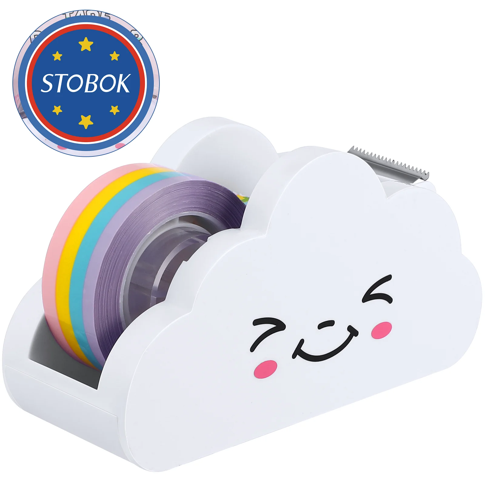 Tape Desktop Cloud Washi Tape Dispenser Desk Cute White Desktop Stationery Fun Rainbow Slicer Cutting Tool Plastic Kids Office images - 6