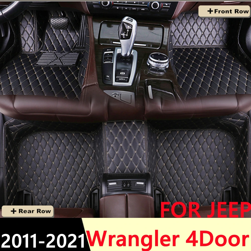 

Car Floor Mats For JEEP Wrangler 4Door 2011-21 Waterproof XPE Leather Custom Fit Front & Rear FloorLiner Cover Auto Parts Carpet