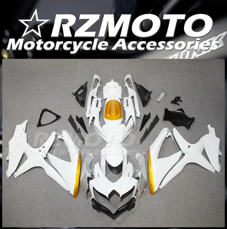 

Литьевая пресс-форма, новый комплект обтекателей ABS для suzuki GSX-R600 R750 600 750 K8 2008 2009 2010 08 09 10, корпус белого и золотого цвета