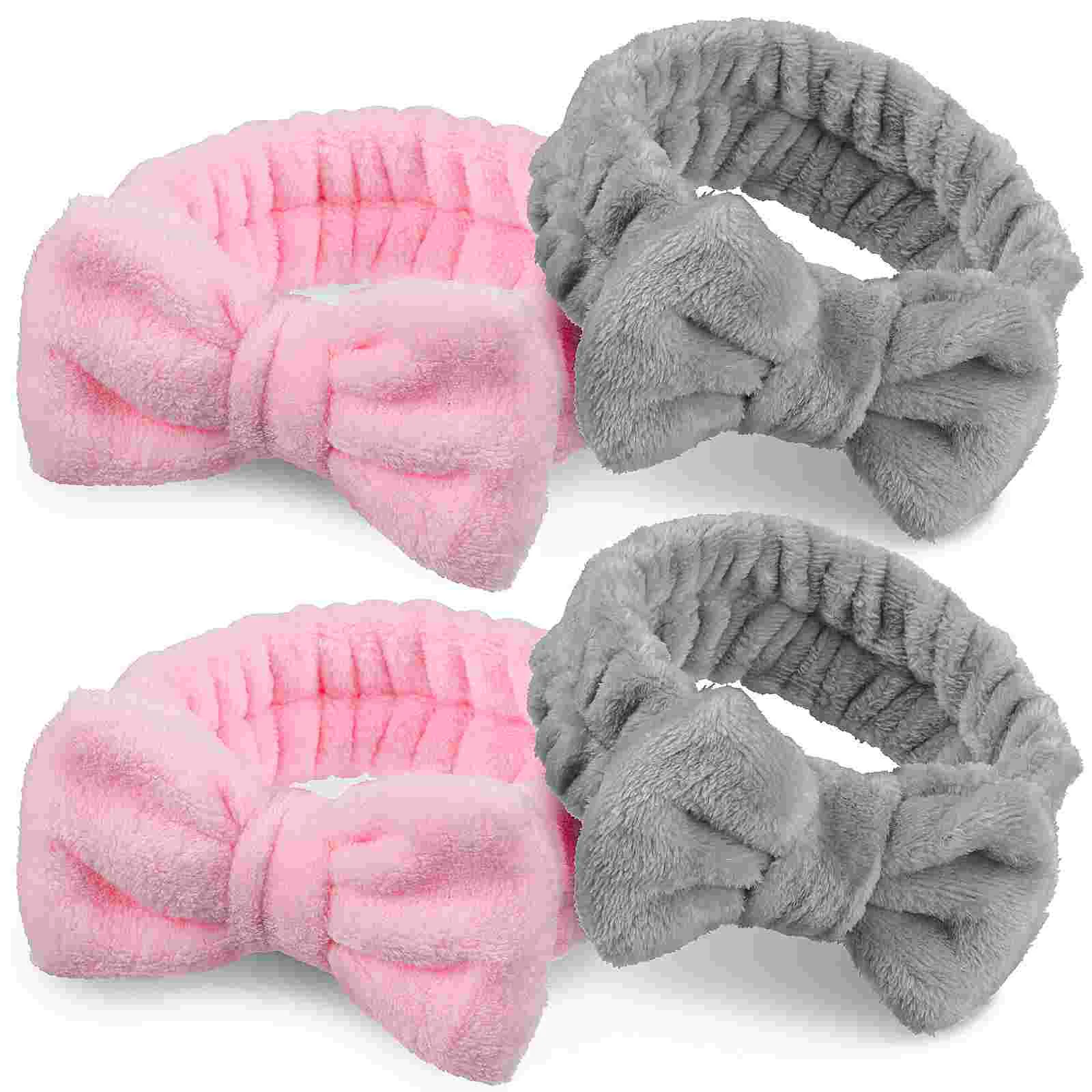 

4 Pcs Skin Care Headbands Skincare Simple Women Makeup Wristband Face Spa Coral Fleece Miss