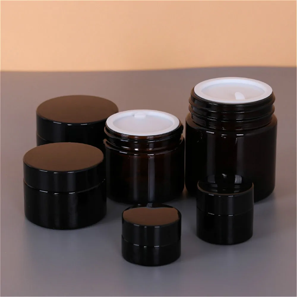 

20/30/50/100g Amber Brown Glass Refillable Bottles Empty Face Cream Container Jar Pot Makeup Essential Oils Lotion Sample Bottle