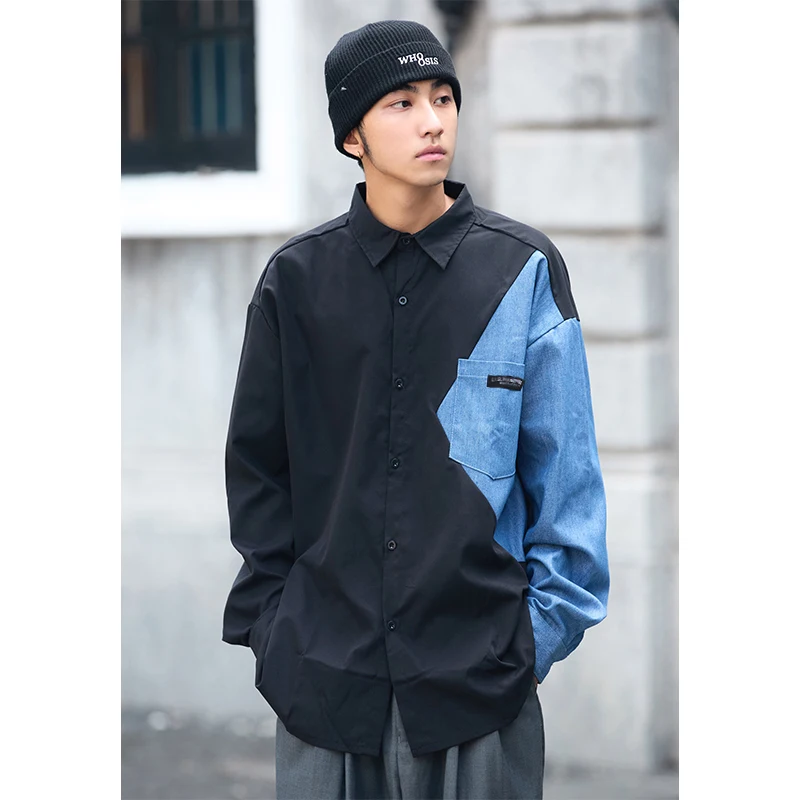 

Рубашка мужская с длинным рукавом, 100% хлопок, с карманами