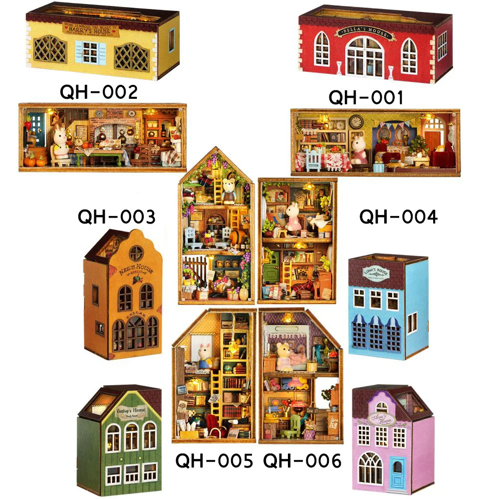 

DIY Rabbit Town Mini Casa Wooden Doll Houses Miniature Building Kits With Furniture Light Dollhouse Toy For Girls Birthday Gifts